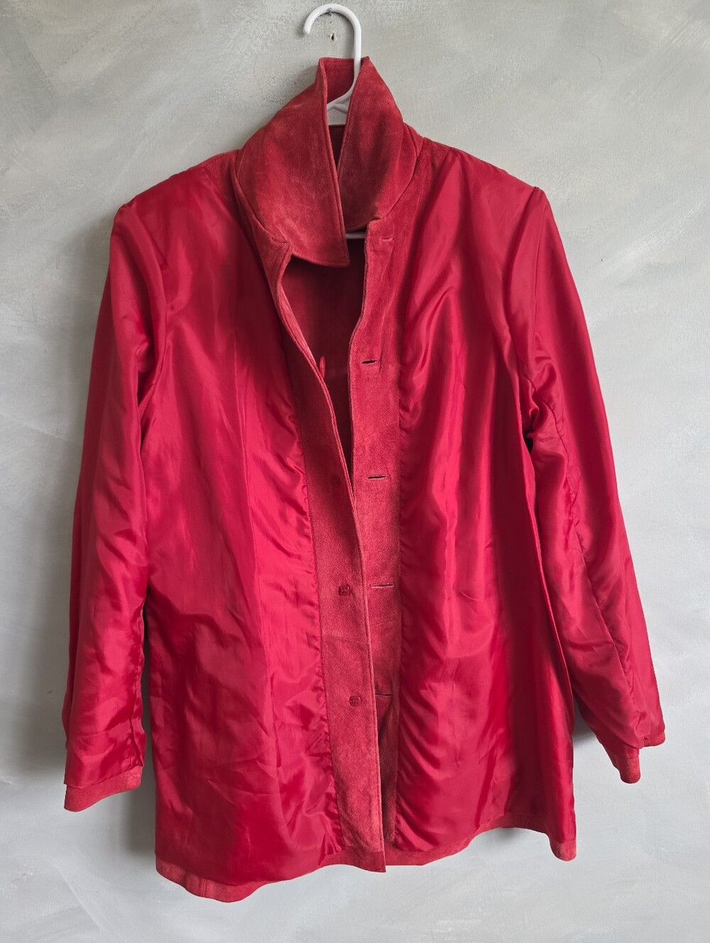 Dusty Ashy Red Suede Leather Shirt Jacket Womens M Button Down - Picture 9 of 10